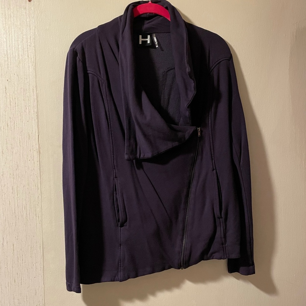 H by Bordeaux Asymmetrical zip-up in Eggplant